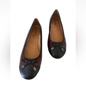 Vionic Women's Burgundy/ Black Animal Print Flats Shoes Size 7.5 NWOT